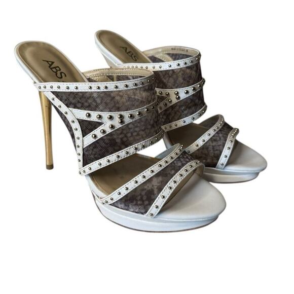 ABS Allen Schwartz Size 6.5 M White Stiletto High Heels Shoes Pinup 4 Inch - Picture 1 of 10